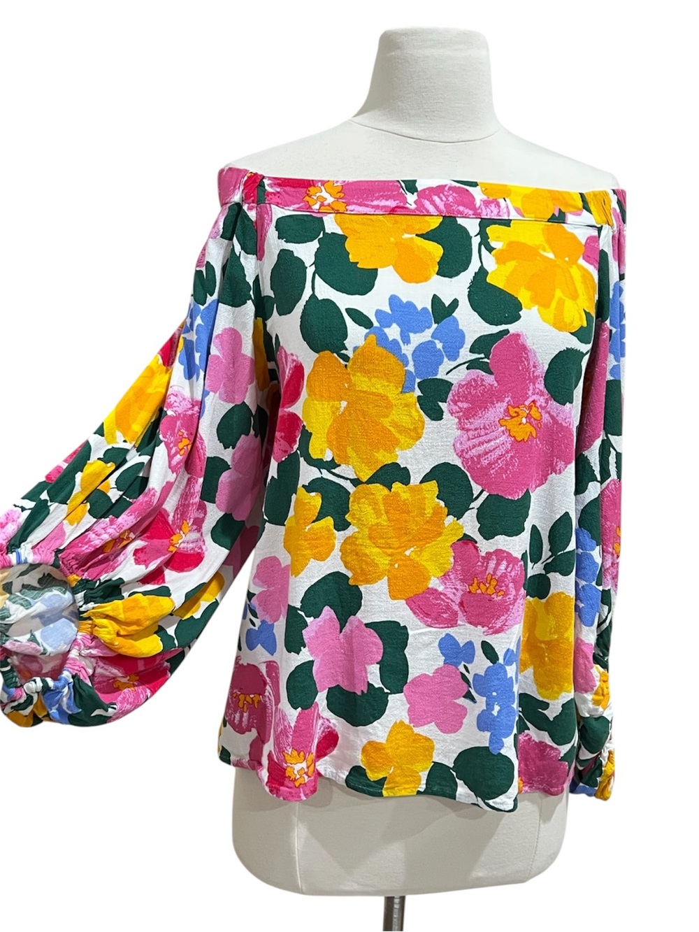 Sugarlips Floral Off Shoulder Balloon Sleeve Blouse Size Large